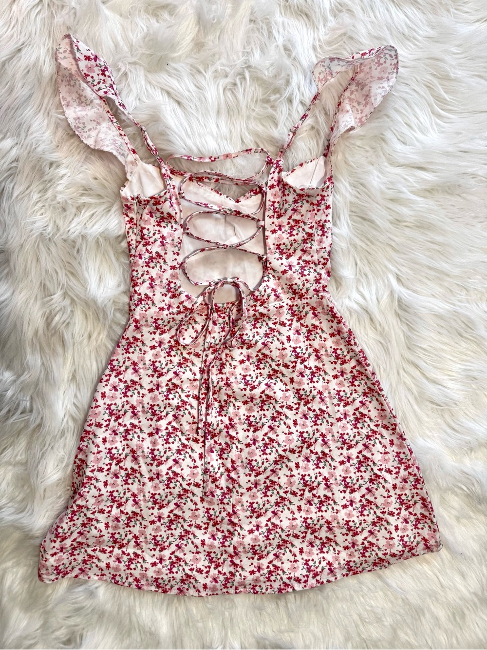 Princess Polly Lace-Up Back Mini Dress Pink Cottagecore Size US 0 / AU 4 NWOT - Picture 9 of 12